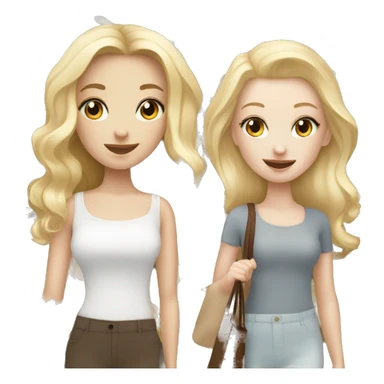 2 blonde girls with pale skin, 1 young girl with pale skin and with brown hair shopping in NYC sticker