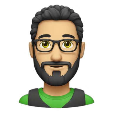 arab guy with square glasses, green eyes and a beard without a mustache with a geek vibe sticker