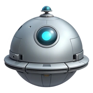 a realistic, spherical spaceship shaped like a ball, with a smooth surface and realistic details. Use a plain background. sticker
