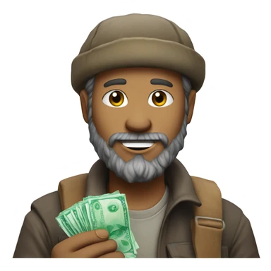 A hobo offering a mint sticker