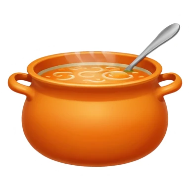 orange pot with soup sticker
