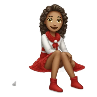 Christmas girl sitting on the bed sticker