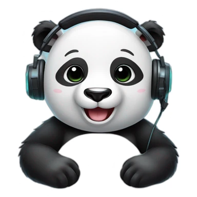 Smiling Panda playing eSport avec un casque eSport  sticker