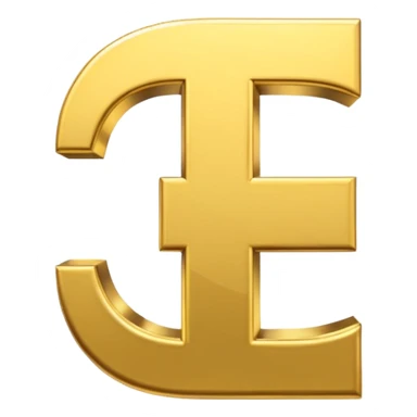 Symbole de currency en or en forme de lettre F précise, seul, 3D, brillant, style emoji simple et lisible sur fond uni. pas une autre lettre sticker