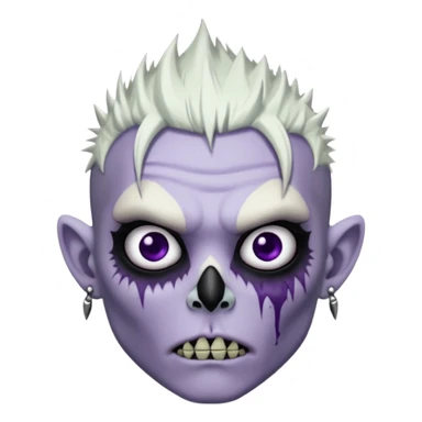 Purple pale skinned zombie boy skin so with white spiky hair. Nose and ear piercings. Emo. sticker