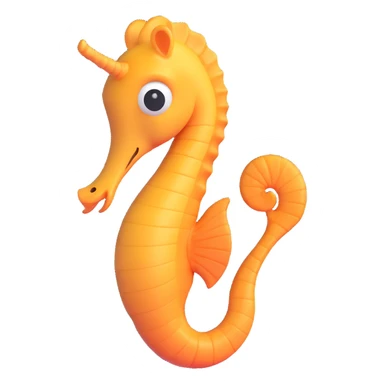 seahorse, 3D emoji style, smooth shading, cute face sticker