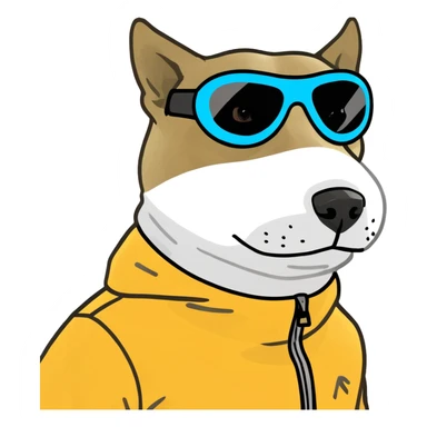 A dog wearing a ski mask sticker