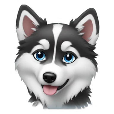 Pomsky black & white blue eyes sticker