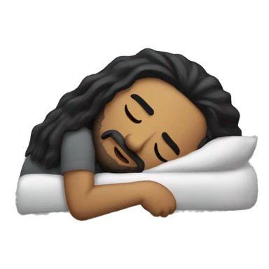 Homeless man with long straight black hair sleeping  sticker