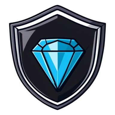 Luxury VIP badge shaped like a shield with a large diamond gem in the center sticker