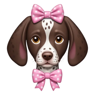 German short haired pointer with pink bow on right ear sticker