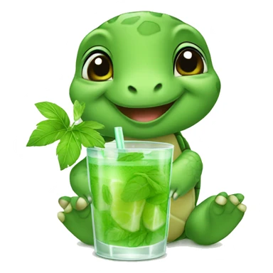 baby turtle drinking mojito sticker