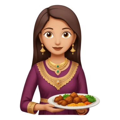 make an indian mom holding a plate of dinner wearing a salwar kameez  sticker