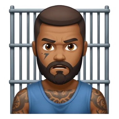 angry tattooed bearded boy male prisoner with prison cell bg sticker