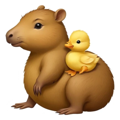 Capybara with a baby duck riding it sticker