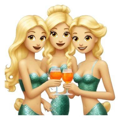 Three beautiful blond mermaids drinking aperol  sticker