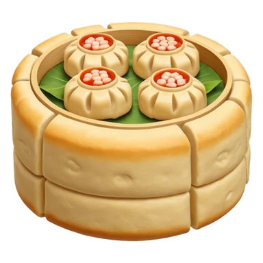 siu mai (a type of dim sum, just 1 cube of white color fish patty wrapped by yellow dough, leaving only the top part unwrapped, shape looks like short cylinder shape) sticker