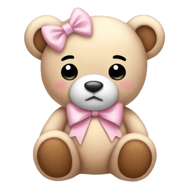teddy bear plushy wearing a light pink hair bow sleepy  sticker