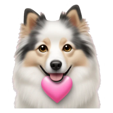 White and blonde spots spitz in a pink heart sticker