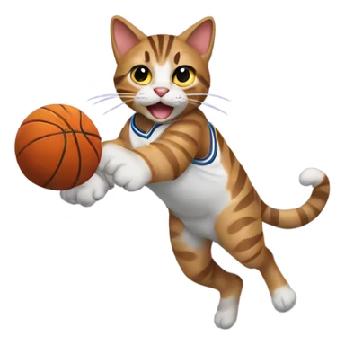 Tabby cat dunking a basketball sticker