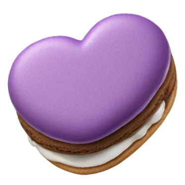 purple Realistic isolated heart shaped macaron cookie laying down flat sticker
