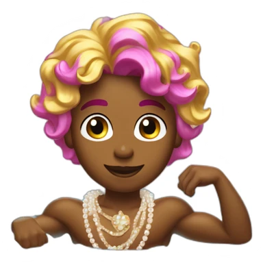 posh-muscle-boy-with-pearl-necklace-and-rainbow-unicorn-hair-in-golden-bathtub sticker