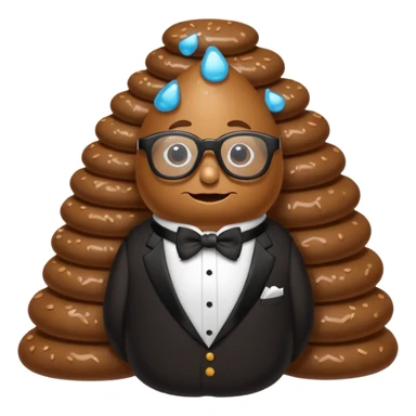 Poop wearing a tux and plastic glasses sticker