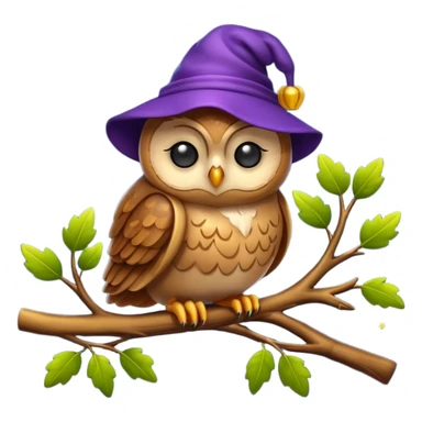 owl in nightcap sleeping on glowing branch sticker