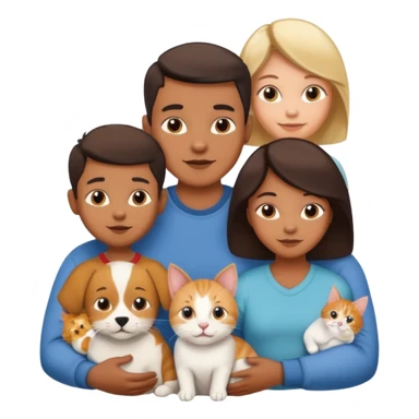 Un bebé Un niño de 10 años y papá y mamá tambien un gato y un perro todos son parte de la familia sticker