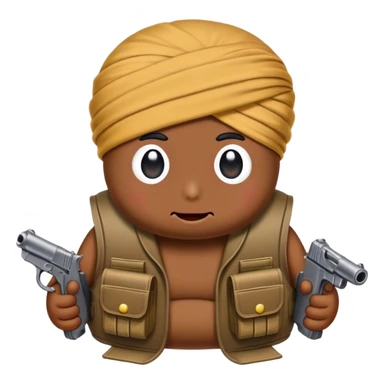 poop wearing a turbin and wearing an ammo vest sticker