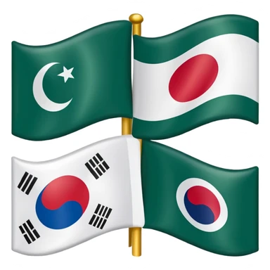 FRIENDSHIP FLAG OF PAK-SOUTH KOERA BUT NO MAKING WRONG DESIGN OF PAKISTAN AND SOUTH KOERA FLAGS sticker