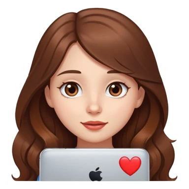 girl with long brown hair video chatting with heart eyes sticker