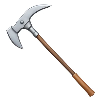 classic video game steel pickaxe, narrow sharp ends, wooden handle sticker
