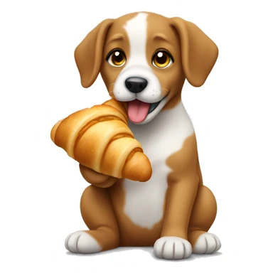 Puppy eating croissant  sticker