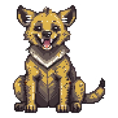 hyena sitting, paw on belly, laughing sticker