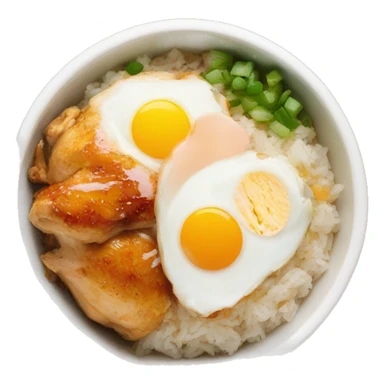 chicken thigh rice bowl with two eggs sticker