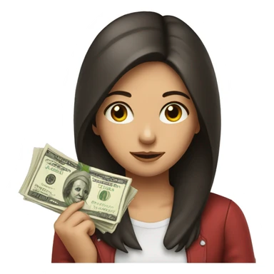 brunette girl holding money in face sticker
