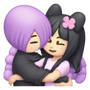 My melody kuromi hugging with anime boy with purple hair sticker
