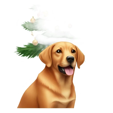 Fox red Labrador around a Christmas tree sticker