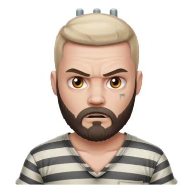 angry tattooed bearded white boy male prisoner with prison cell bg sticker