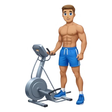 fit man with blue shorts using cable-machine sticker