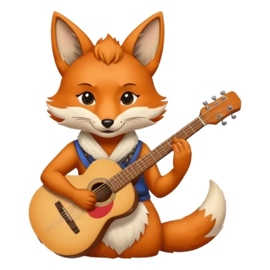 Kitsune with a nose ring playing a guitar sticker