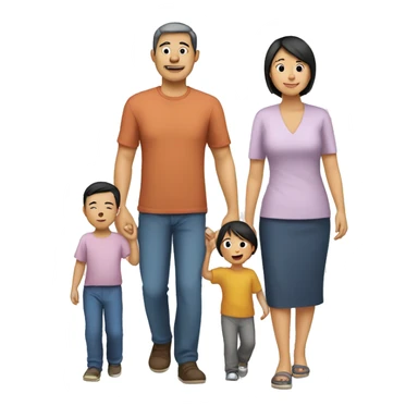 Asian Family of 2 adults, 1 toddler and 1 helper. Make them younger sticker
