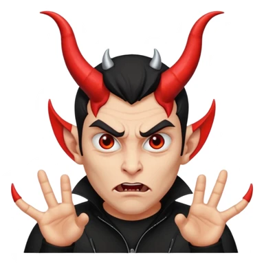 The guy looks at you with contempt and disgust, rolls his eyes, and wears black clothes and has devil horns. sticker