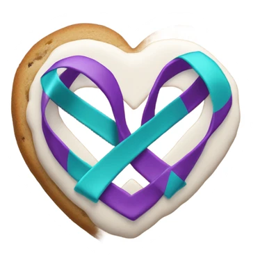 Purple teal Suicide awareness ribbon on heart cookie sticker