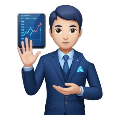 Professional AI auditor avatar, serious expression, dark blue suit with subtle tech details. Holding a holographic binary decision graph (0 vs 1) with a glowing threshold line. Clean vector style, corporate and analytical vibe. sticker