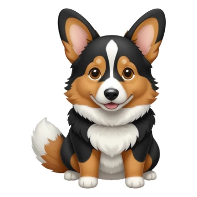 black tricolor corgi with no tail in snow sticker