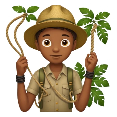 Boy carrying rope,Jungle Explorers. sticker