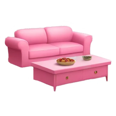 Pink pretty Living room, pink sofa, pink tv, pink dinner table sticker