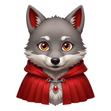 Vampire Pet, Tiny wolf in red collar cloak, red eye sticker